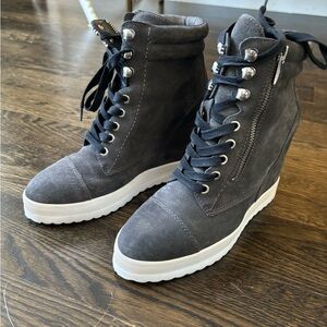 Paige wedge sneakers (suede high top, 8.5)